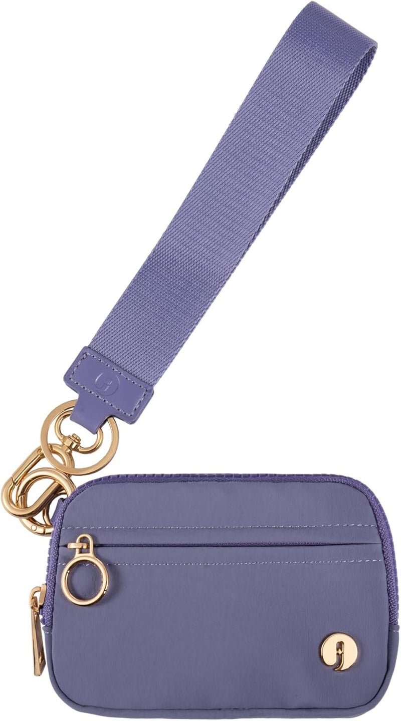 JEEBURYEE Wristlet Keychain Wallets for Women RFID Blocking Credit Card Holder Small Zipper Coin Purse Change Pouch with ID Window and Detachable Wrist Strap Dark Purple - Image 1